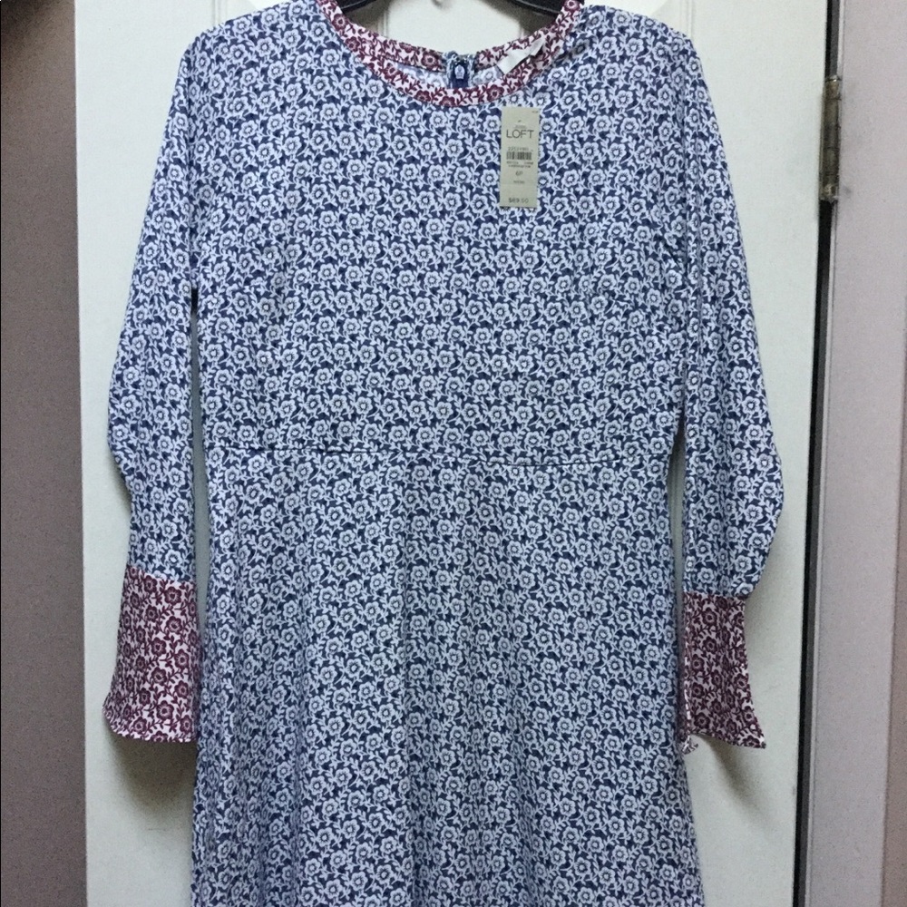 LOFT Petite Magnolia Bell Sleeve Dress